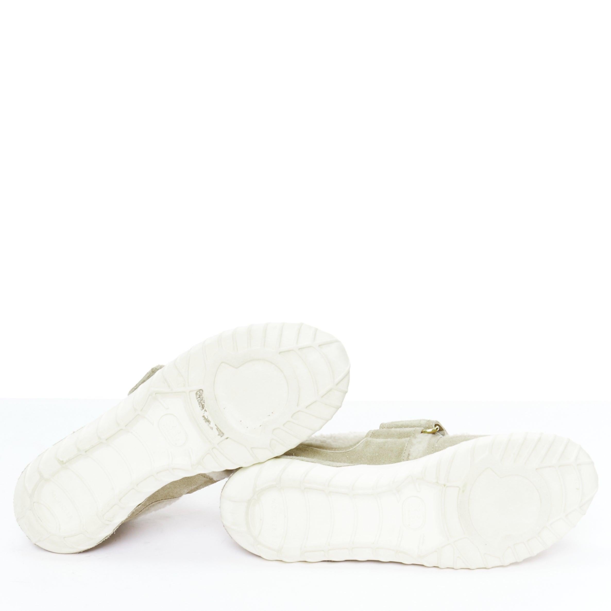 MONCLER piedra ante shearling paneles logo magic tape zapatillas EU38 en venta 6
