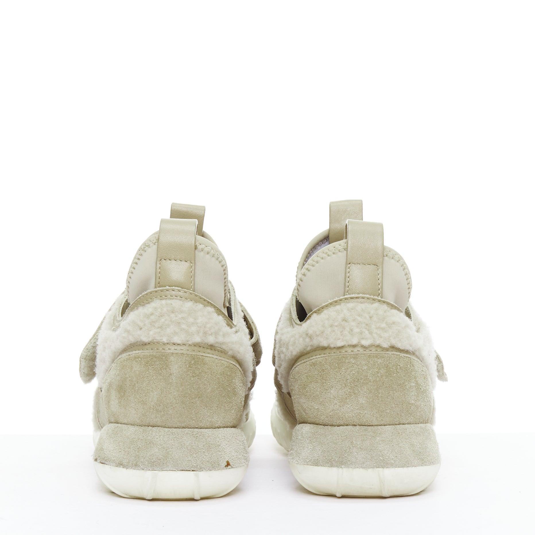 De las mujeres MONCLER piedra ante shearling paneles logo magic tape zapatillas EU38 en venta