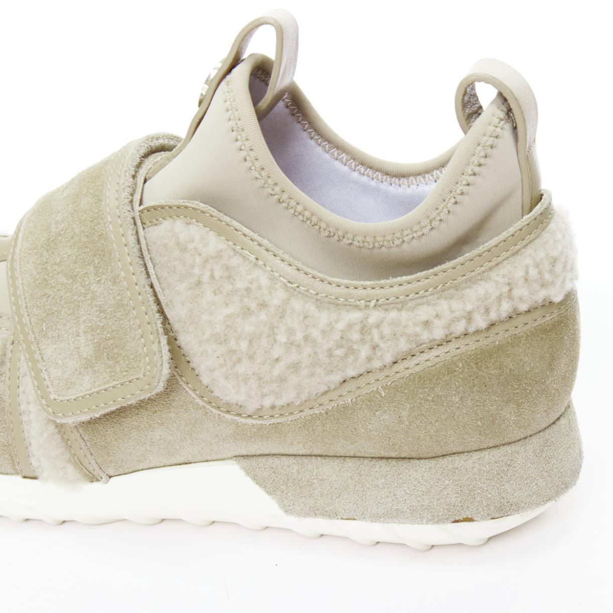 MONCLER piedra ante shearling paneles logo magic tape zapatillas EU38 en venta 2