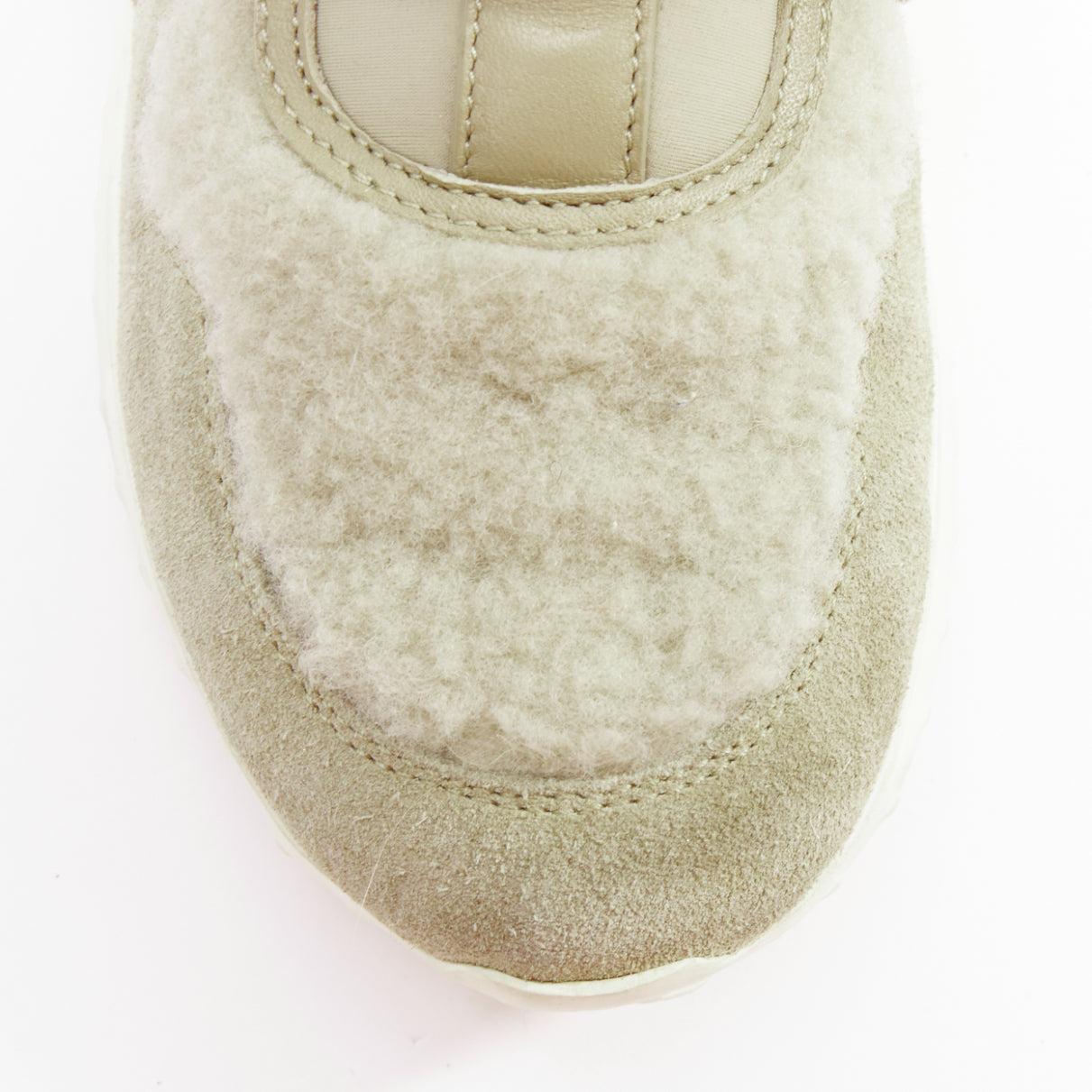 MONCLER piedra ante shearling paneles logo magic tape zapatillas EU38 en venta 3