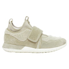 MONCLER piedra ante shearling paneles logo magic tape zapatillas EU38