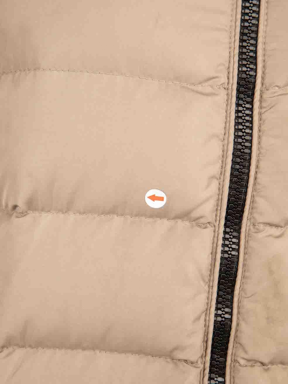 Moncler Taupe Belted Puffer Quilted Coat Size S For Sale 2