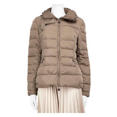 Moncler Taupe Down Collapsible Hood Puffer Jacket Size XXXL