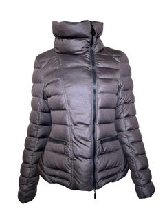 Moncler Taupe Puffer Daunen-Feder Jacke mit Reißverschluss vorne