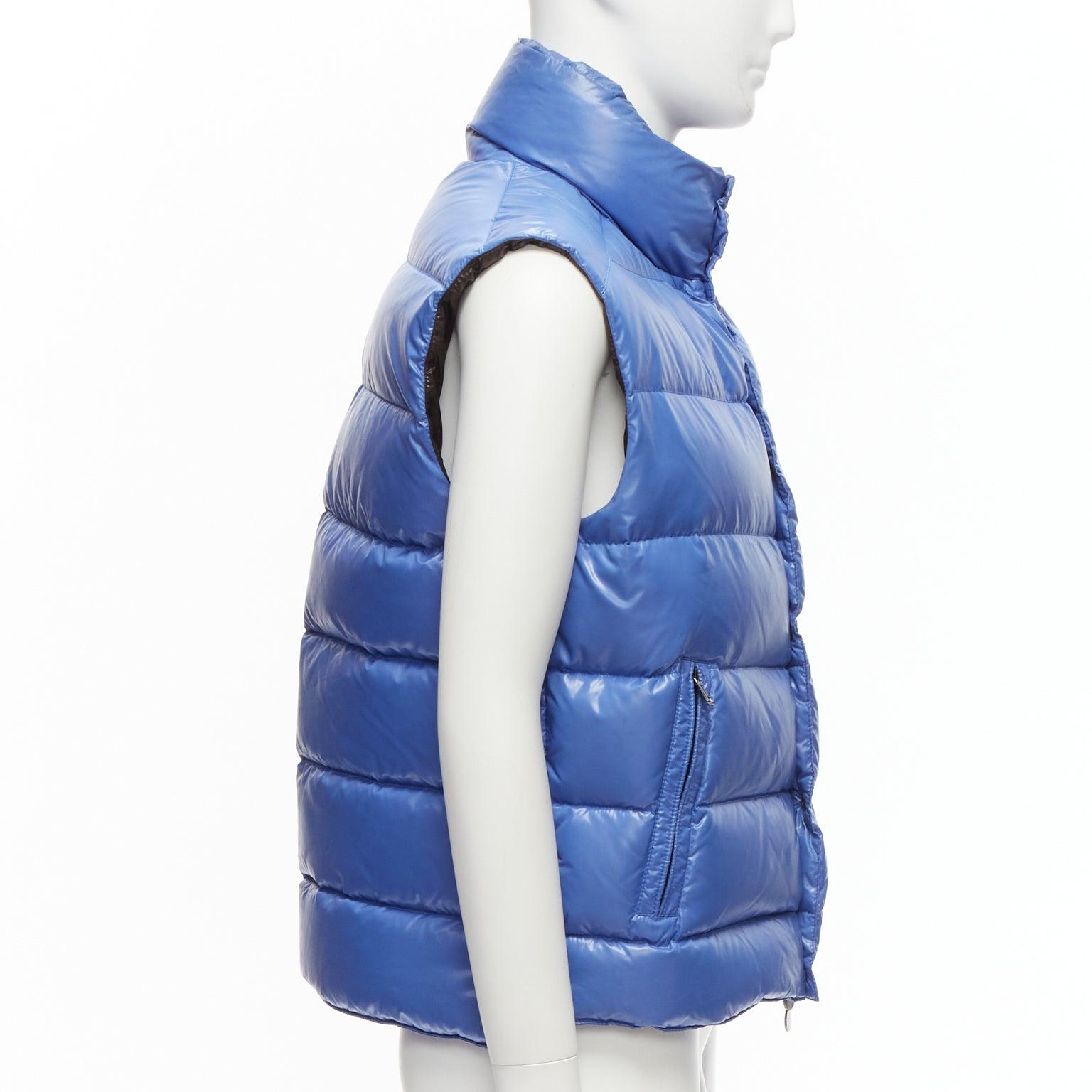 MONCLER Tib Gilet blue down feather high neck padded puffer vest jacket Size3 M 1