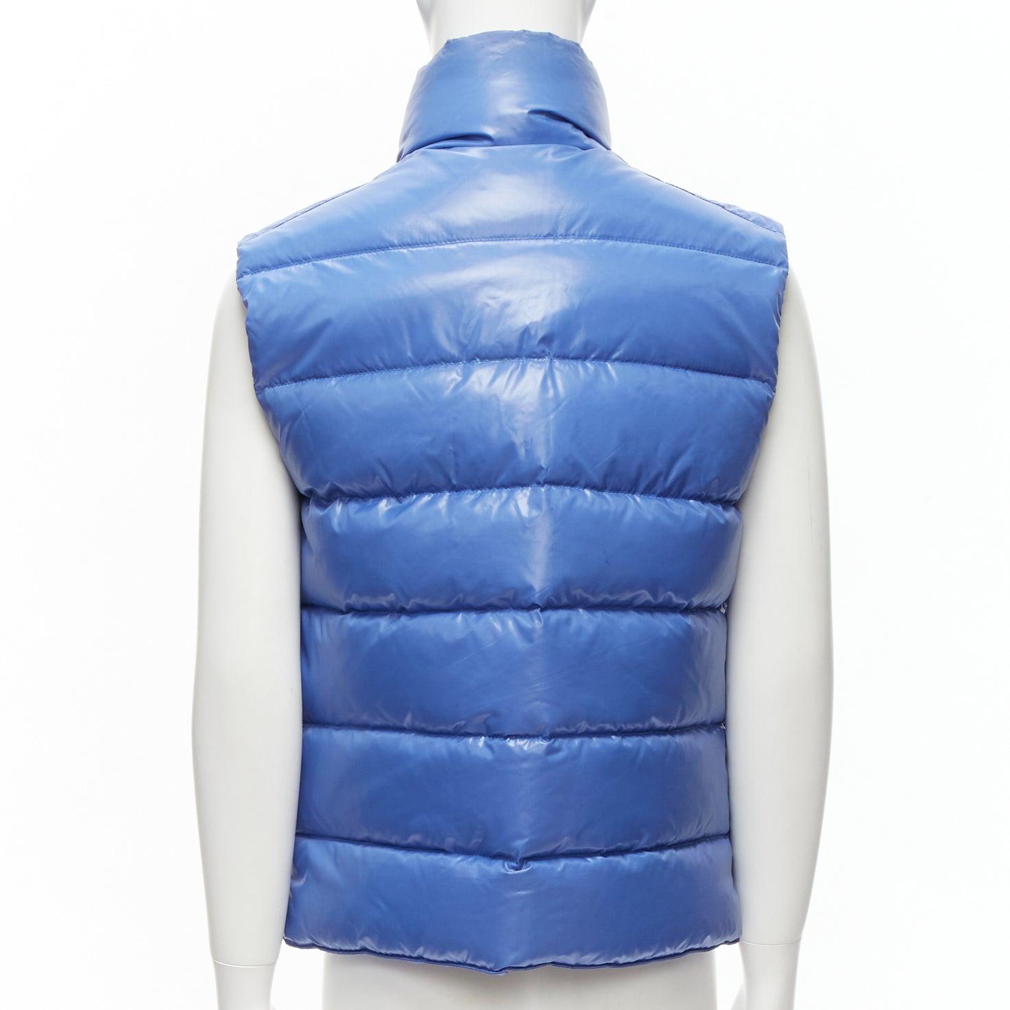 MONCLER Tib Gilet blue down feather high neck padded puffer vest jacket Size3 M 2