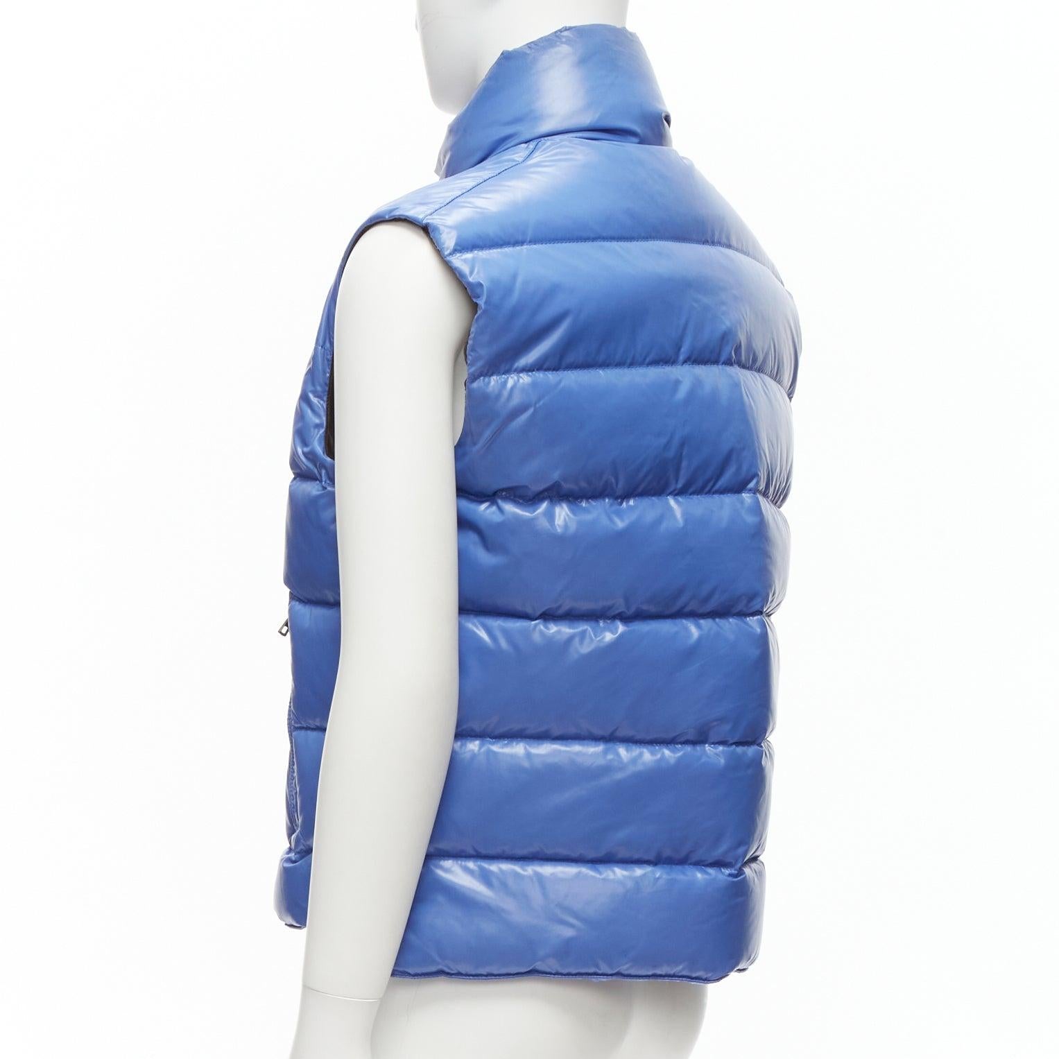MONCLER Tib Gilet blue down feather high neck padded puffer vest jacket Size3 M 3