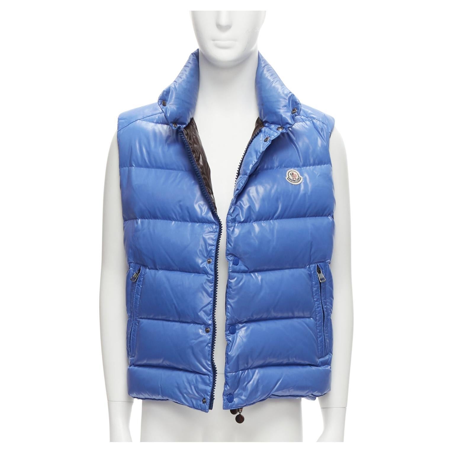 MONCLER Tib Gilet blue down feather high neck padded puffer vest jacket Size3 M