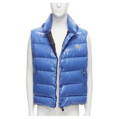 Used MONCLER Tib Gilet blue down feather high neck padded puffer vest jacket Size3 M