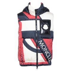 Moncler Tricolor Synthetic Down Filled Sleeveless Hooded Puffer Gilet S