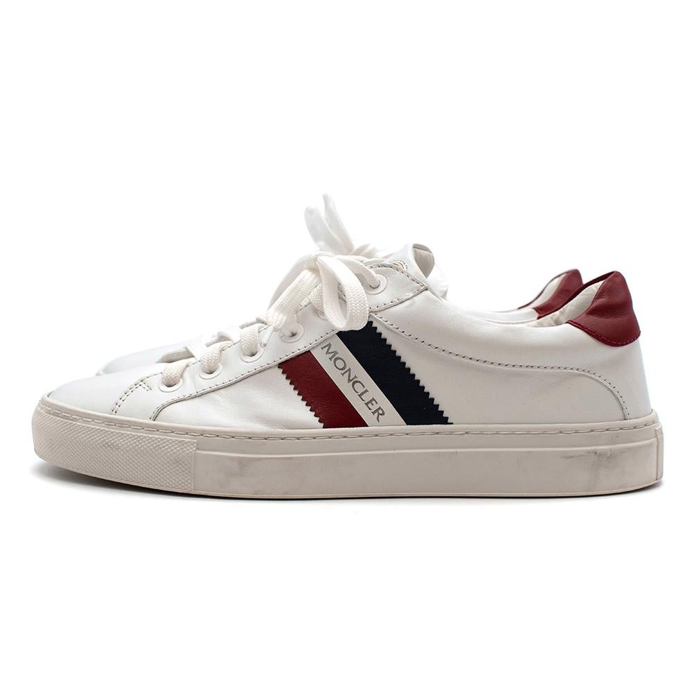 Moncler White Ariel Low-Top Leather Sneakers 38.5 2