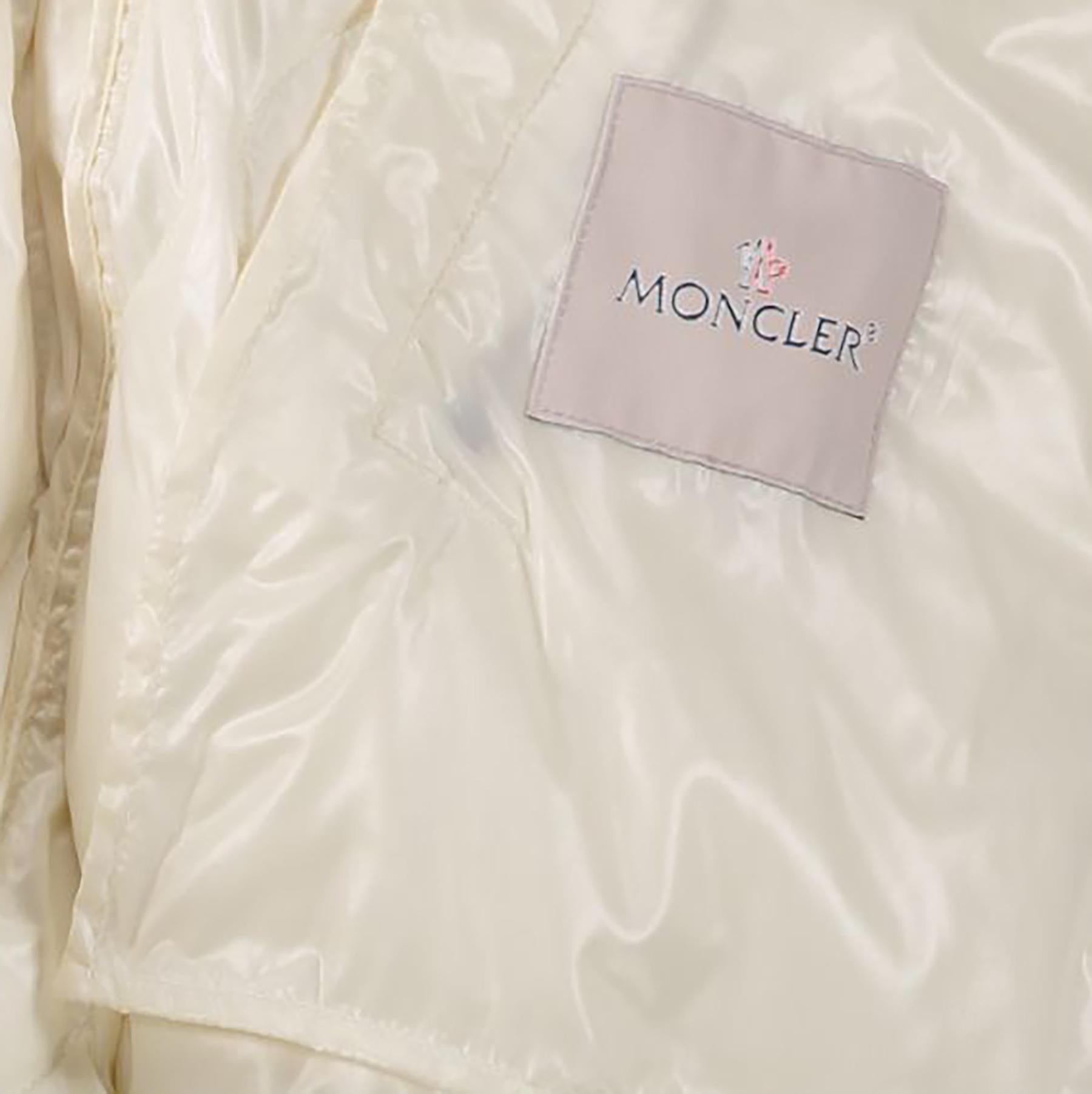 Moncler White Bouregreg Faux-shearling Overlay Quilted Coat - Size 0 In Excellent Condition In Antwerp, BE