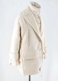 Moncler White Double Layer Down and Wool Coat SIZE 1