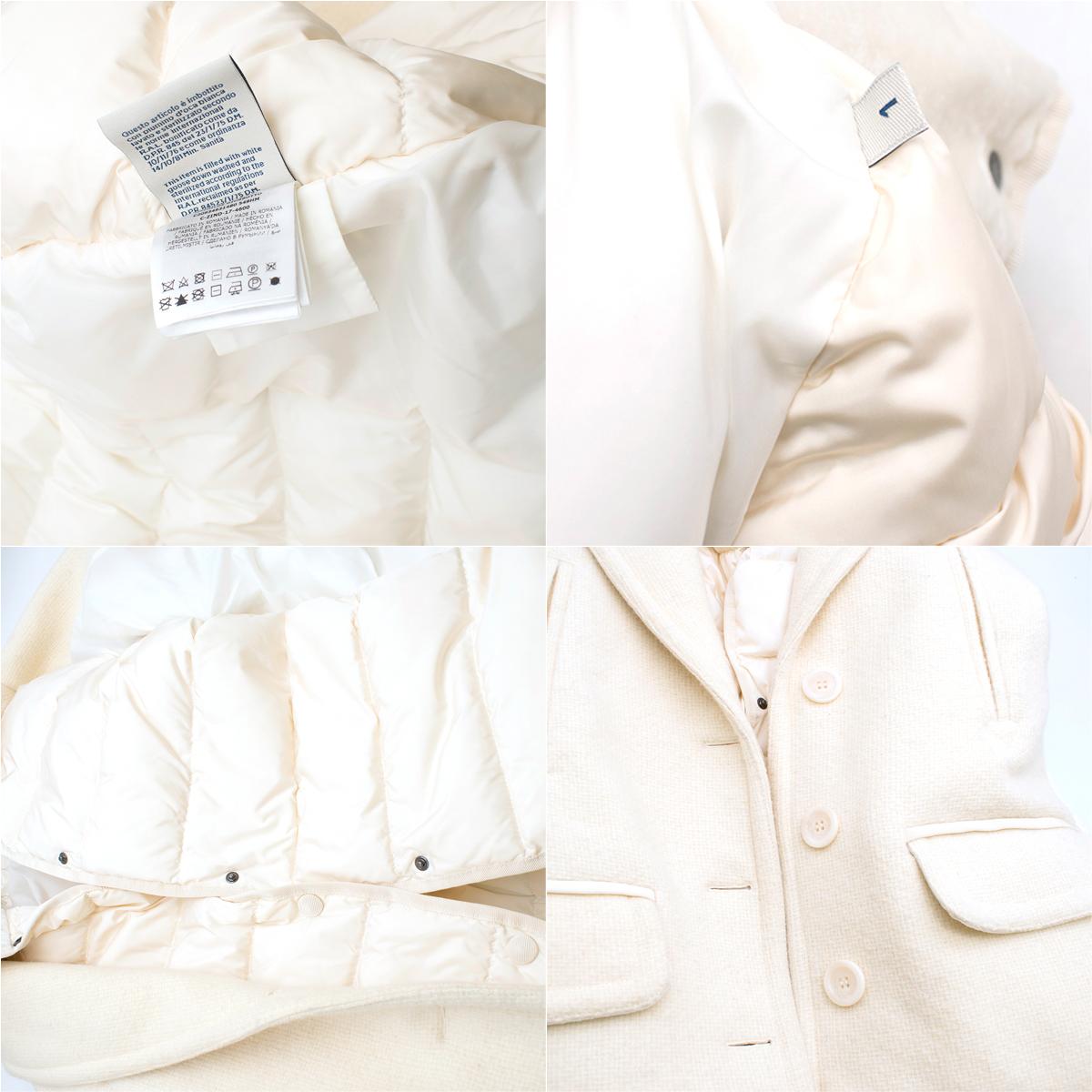 Moncler White Double Layer Down and Wool Coat SIZE 1 2