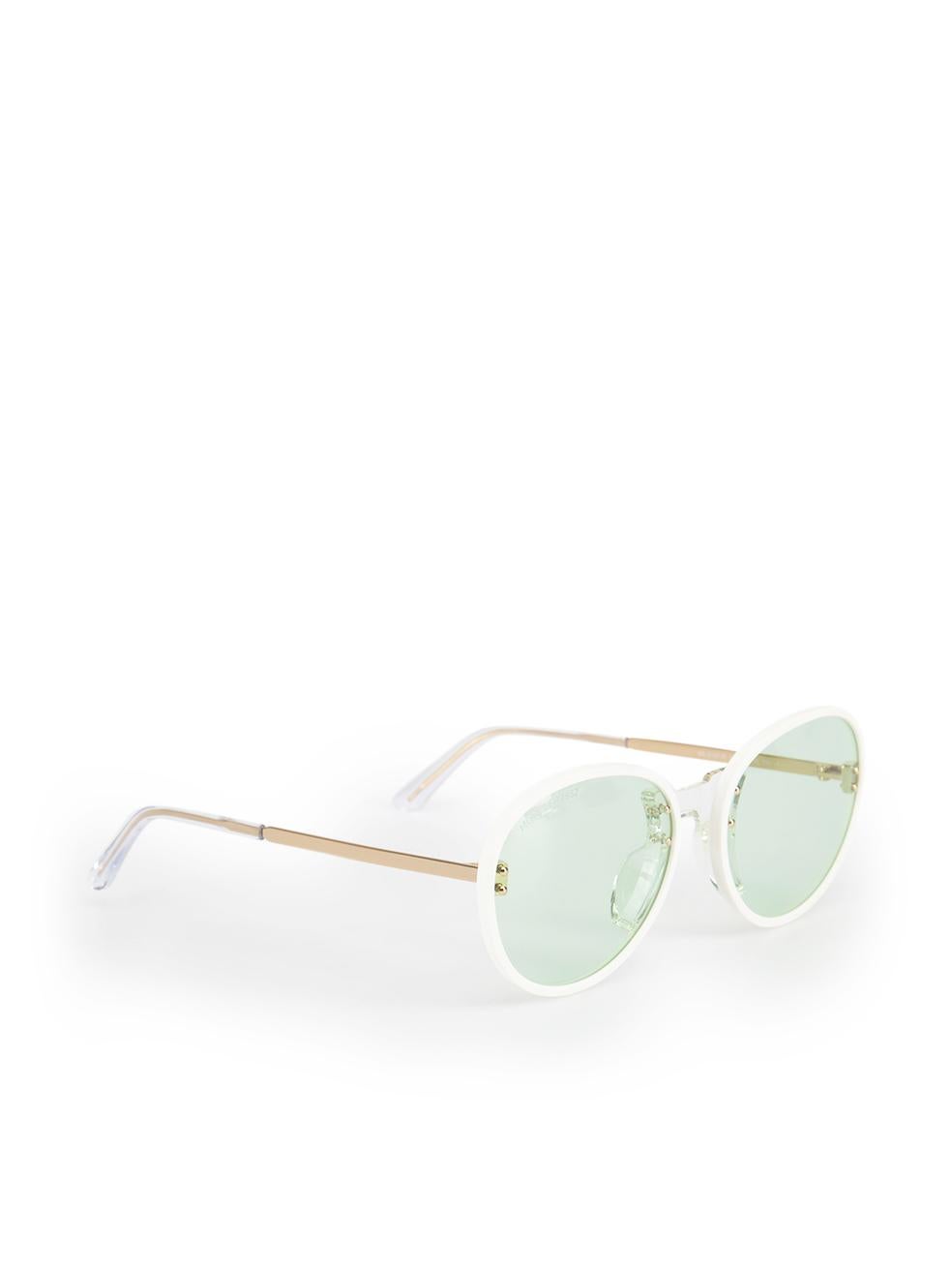 Gray Moncler White & Green Tinted Sunglasses