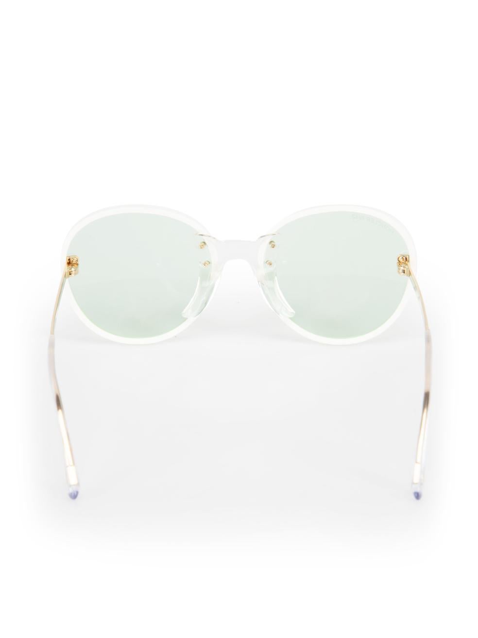 Moncler White & Green Tinted Sunglasses In New Condition In London, GB