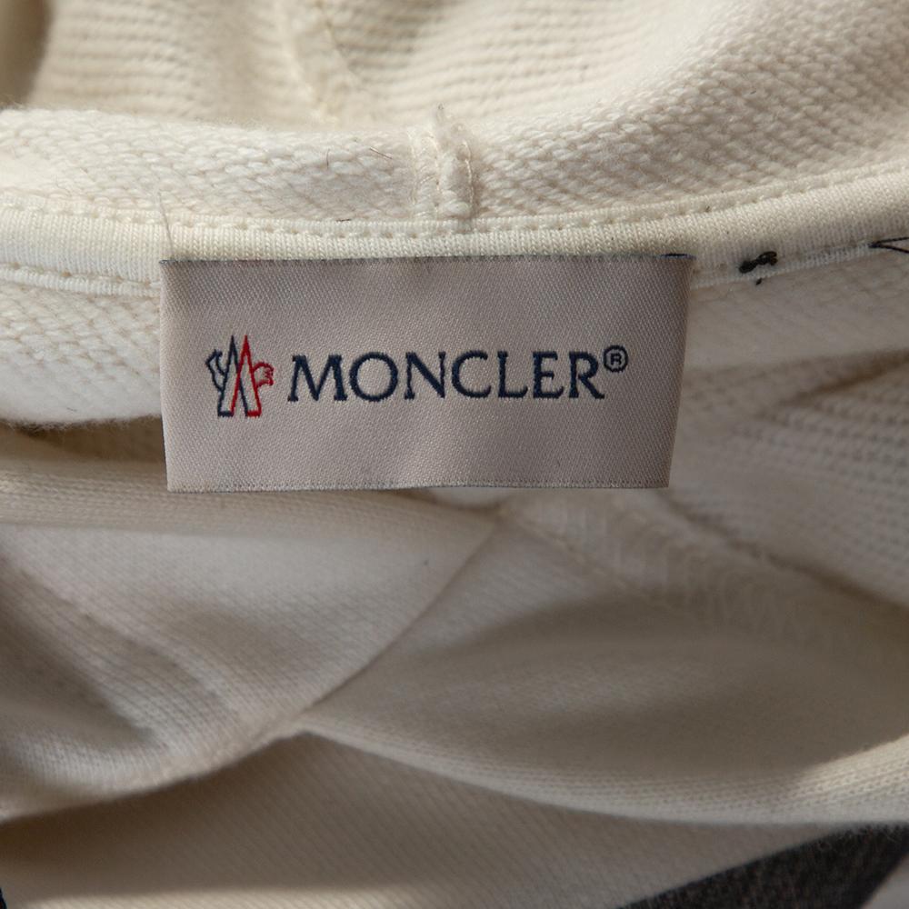 Moncler White Knit Genius X Craig Green Logo Print Hoodie L In Good Condition In Dubai, Al Qouz 2