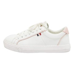 Moncler White Leather New Monaco Low Top Sneakers Size 40