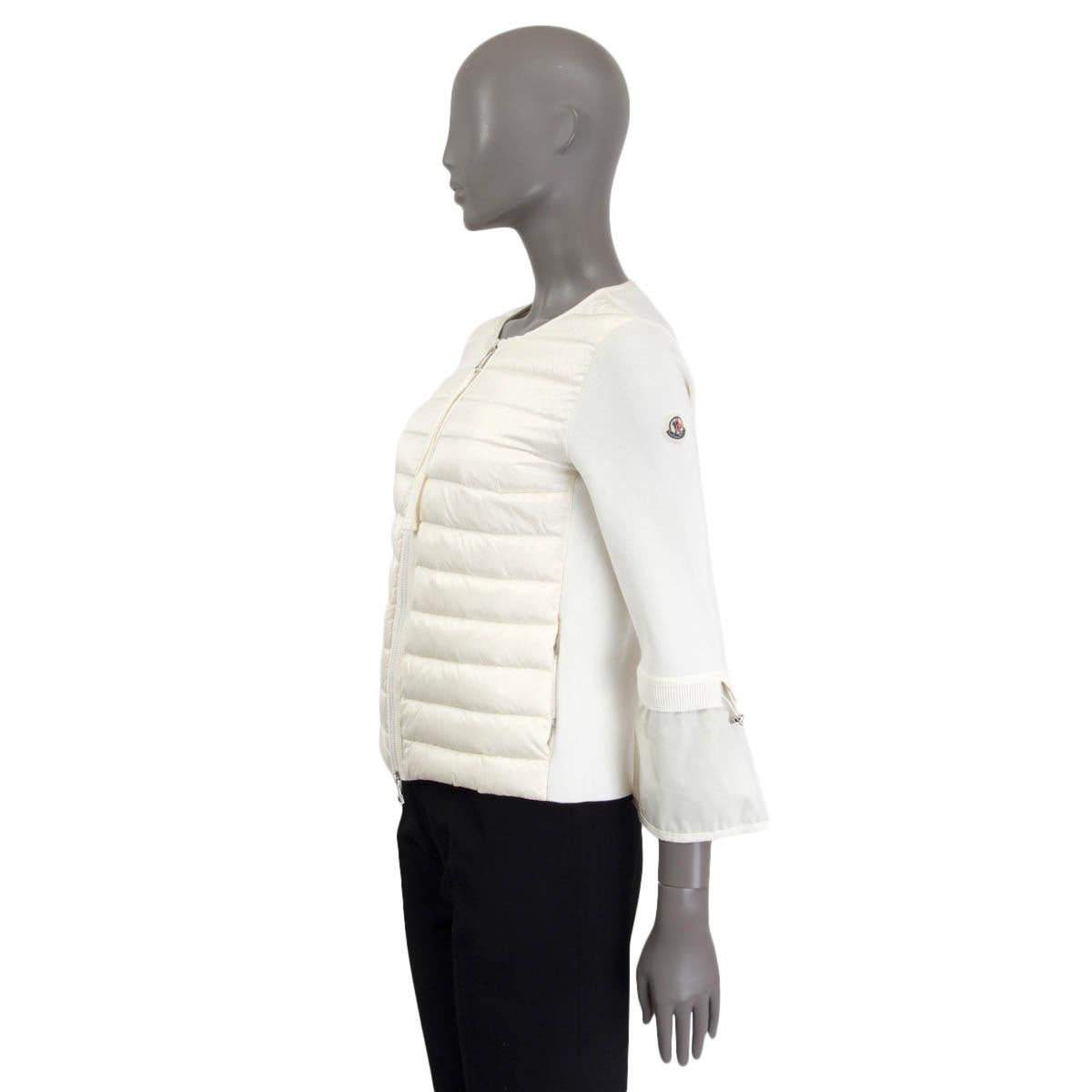 MONCLER white PADDED FRONT cotton Tricot Knit ZIP Jacket S In Excellent Condition For Sale In Zürich, CH