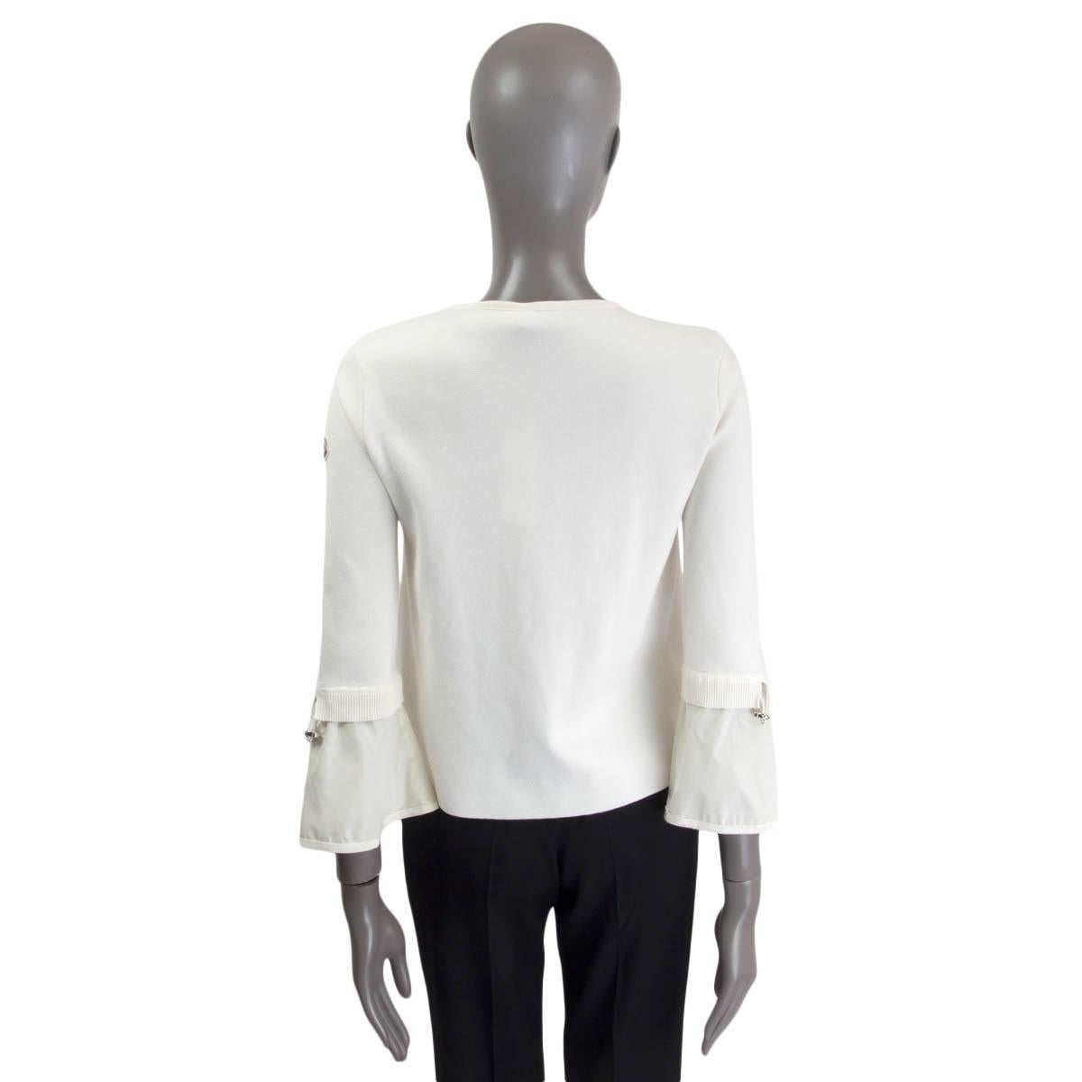 Women's MONCLER white PADDED FRONT cotton Tricot Knit ZIP Jacket S For Sale