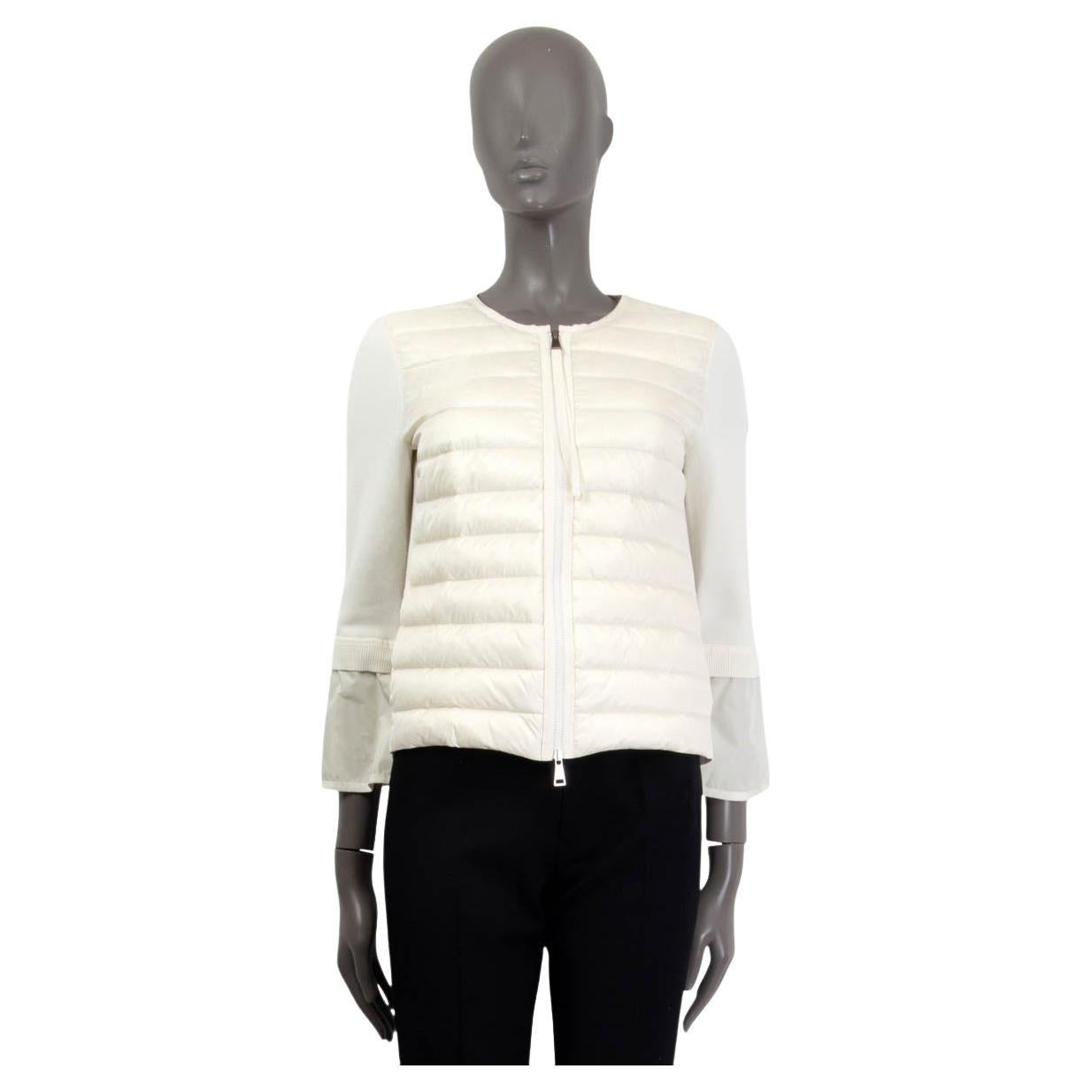MONCLER white PADDED FRONT cotton Tricot Knit ZIP Jacket S For Sale