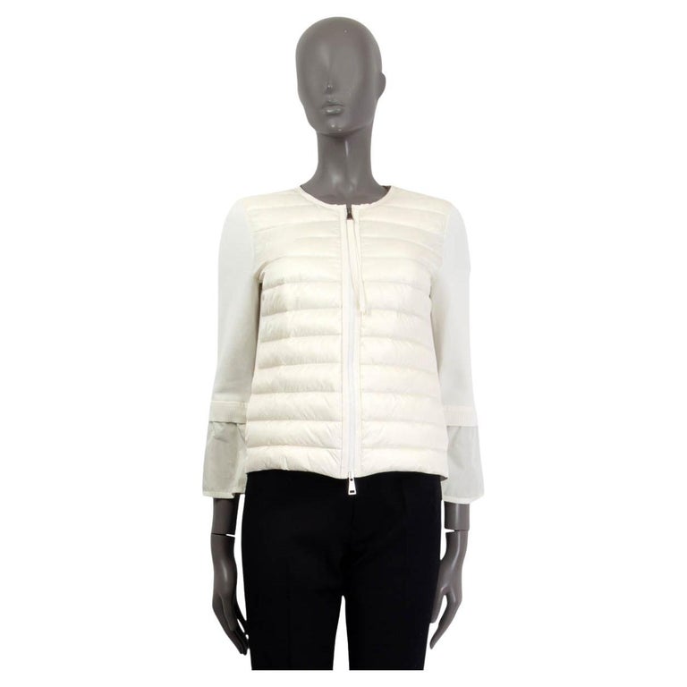 MONCLER white PADDED FRONT cotton Tricot Knit ZIP Jacket S For Sale at  1stDibs
