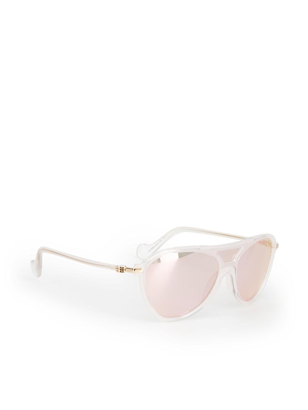 Moncler White Transparent Mirrored Sunglasses In New Condition In London, GB