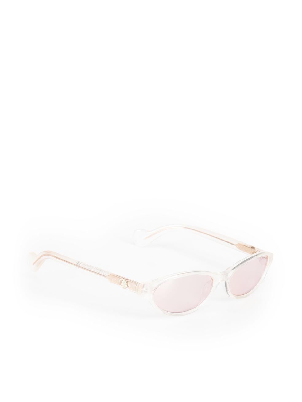 Moncler White Transparent Oval Sunglasses In New Condition In London, GB