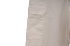 Moncler Women Cargo Pantalone US XL 46 White Cotton Pants Wide Leg Trousers