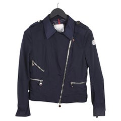 Moncler Damen-Bikerjacke aus den 2000er Jahren, Größe M, schwarz, aus Polyamid, Oberbekleidung