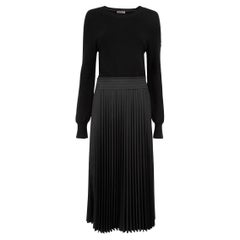 Moncler Women's Black Knit Pleated Midi Dress
