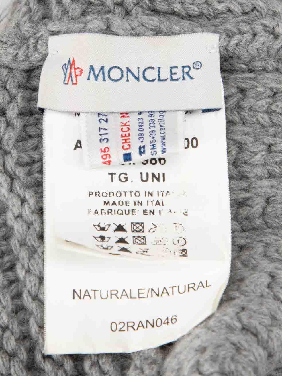 Moncler Women's Grey Wool Racoon Bobble Beanie 2
