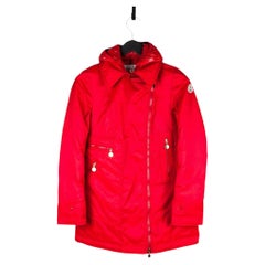 Moncler Women's Red Hooded Parka Jacket Size 1, Excellent Condition