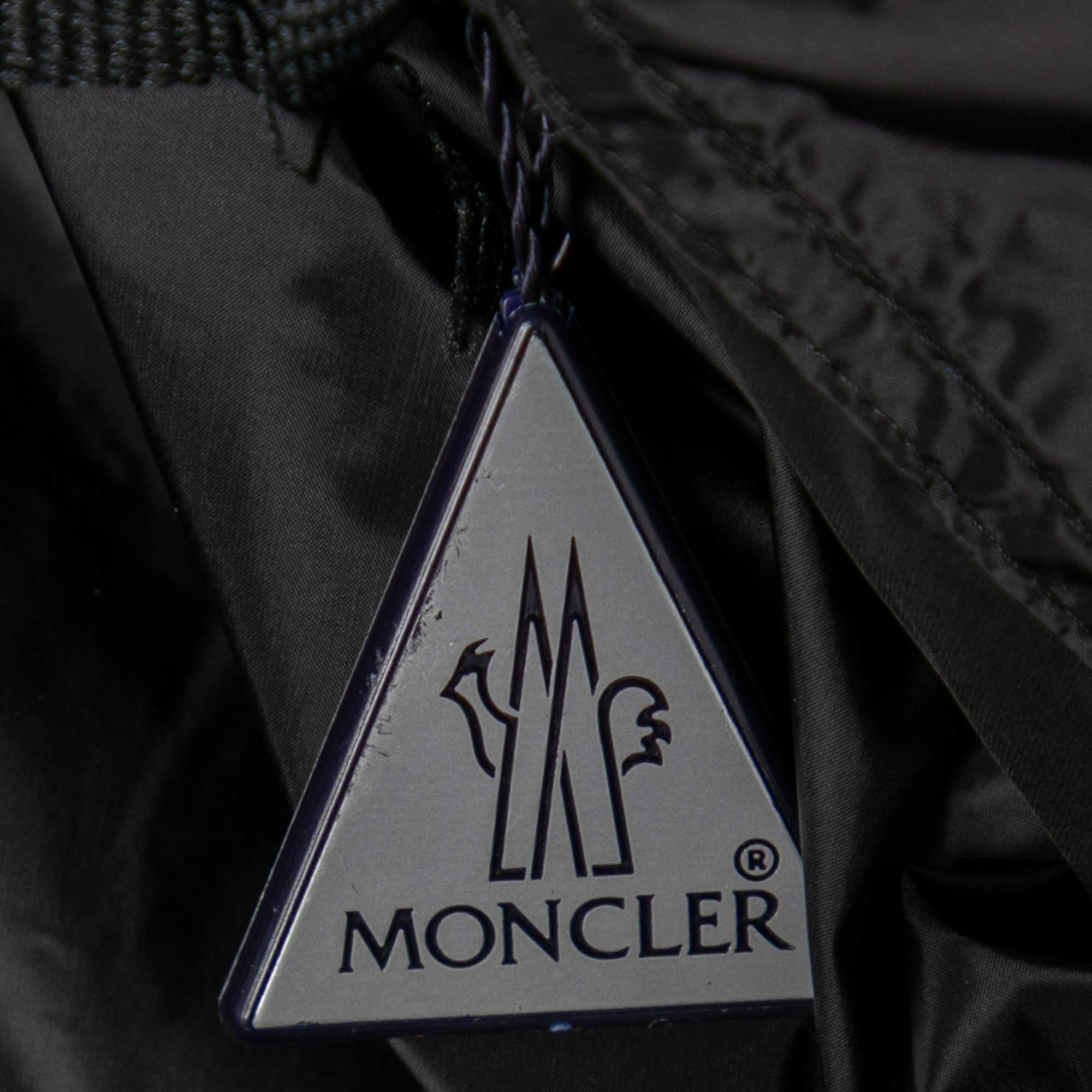 Moncler x Palm Angels Black Synthetic Hooded Parka XXS For Sale 1