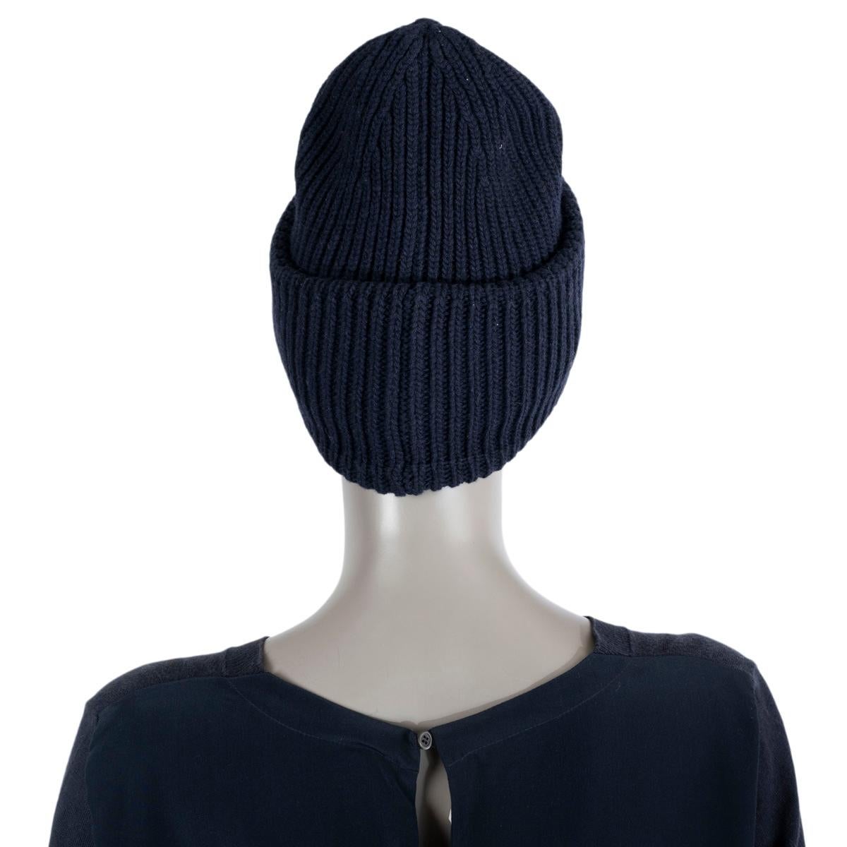 MONCLER x PALM ANGELS navy blue wool KNIT Beanie Knit Hat One Size 1