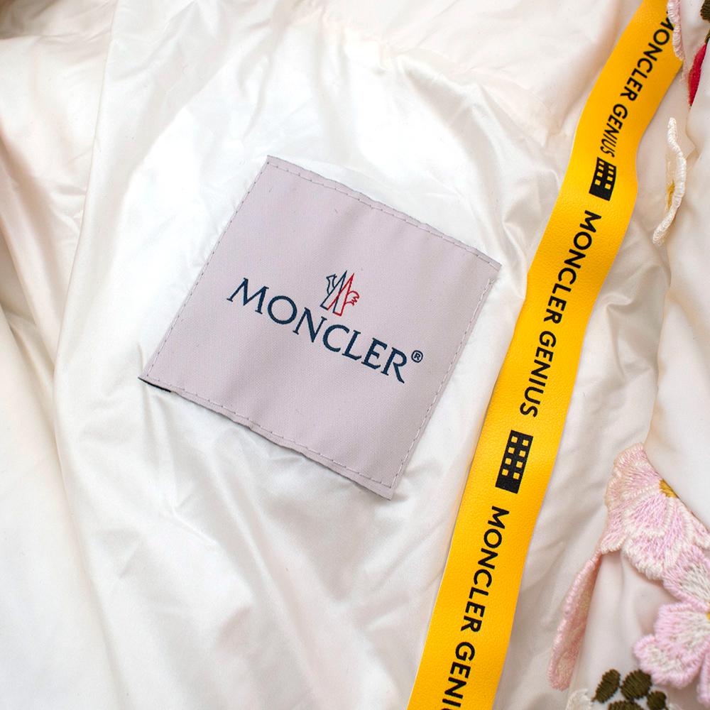 Moncler x Simone Rocha Ivory Floral Embroidered Belted Down Coat - Size 1Moncle In Excellent Condition In London, GB