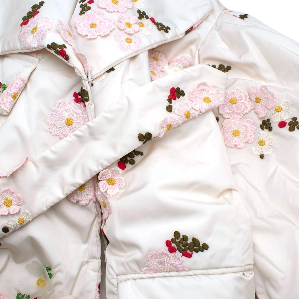 Moncler x Simone Rocha Ivory Floral Embroidered Belted Down Coat - Size 1Moncle 2