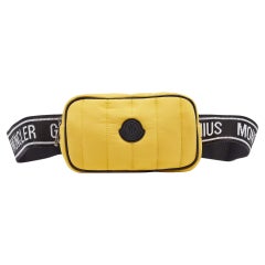 Moncler Yellow/Black Quilted Nylon Logo Belt Bag