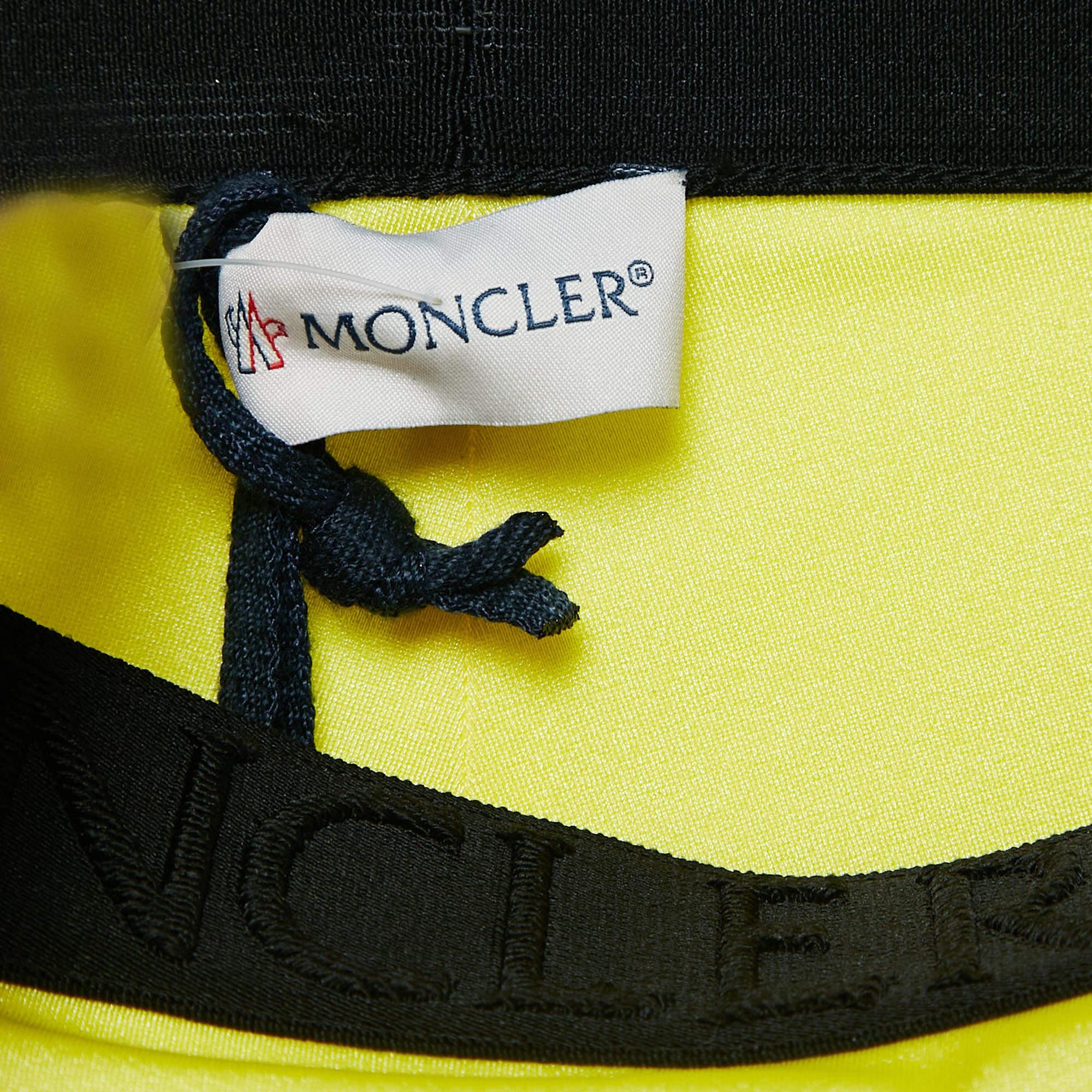 Donna Moncler Giallo Logo Stampa Jersey Dettaglio Vita Leggings M. in vendita