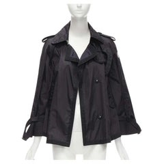MONCLER Yukiko Giubbotto nero con bottoni a pressione, giacca a vento poncho Sz.0 XS