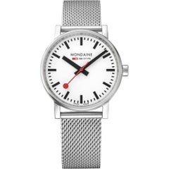 Mondaine Evo2 35 mm Edelstahl Weißes Zifferblatt Unisex Quarzuhr MSE.35110.SM