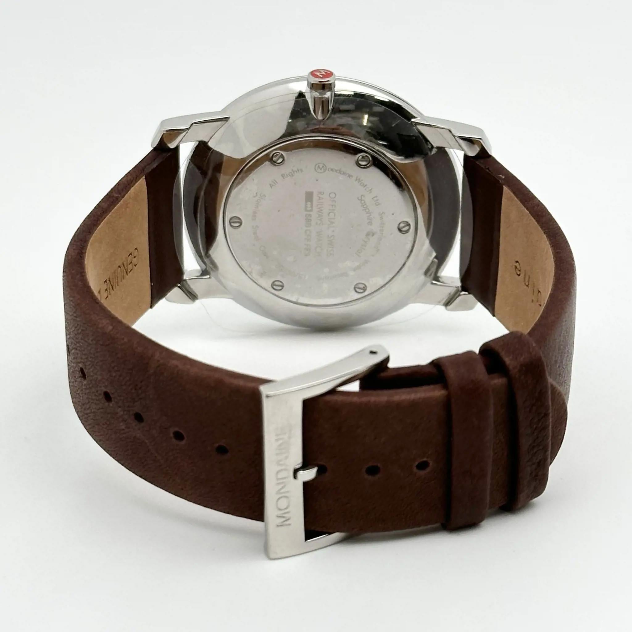 Mondaine Simply Elegant Steel White Dial Mens Watch A638.30350.11SBG In New Condition In New York, NY