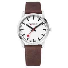 Mondaine Simply Elegante 41mm Stahl-Herrenuhr mit weißem Zifferblatt A638.30350.11SBG