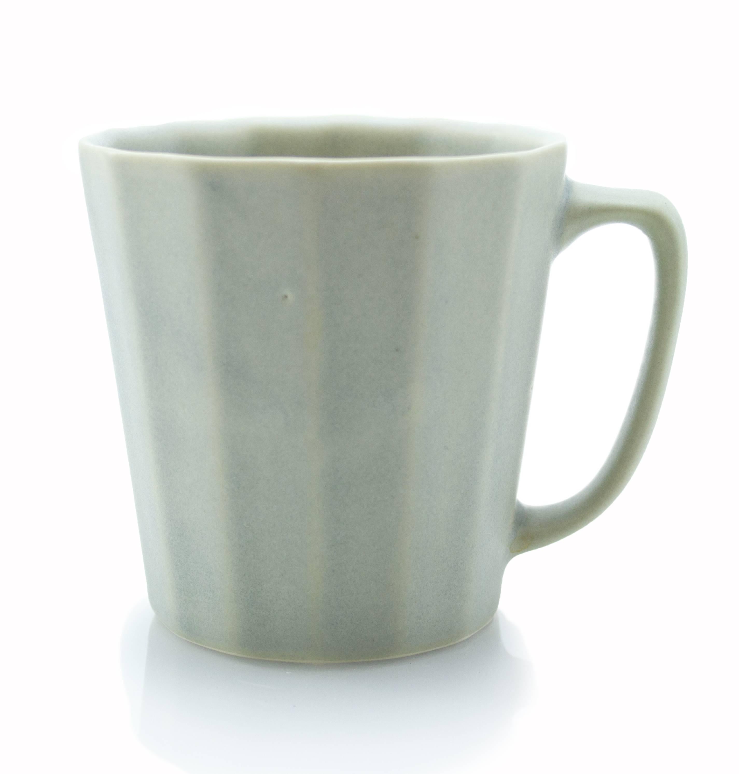 Monday Mug Blue Matte Set of Four Coffee Mug Contemporary Glazed Porcelain 6