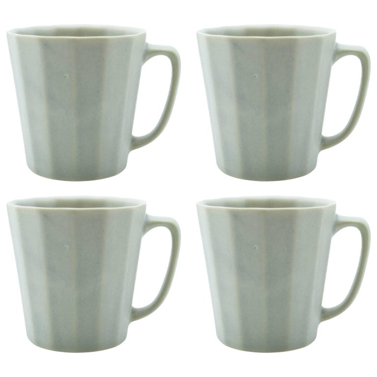 Monday Mug Grey Matte Set of Four Coffee Mug Contemporary Glazed