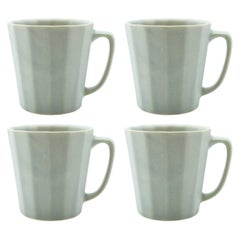 Monday Mug Grey Matte Set of Four Coffee Mug Contemporary Glazed Porcelain