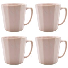 Monday Mug Pink Matte Set of Four Coffee Mug Contemporary Glazed Porcelain