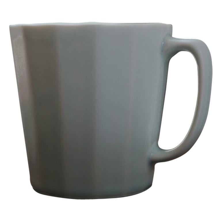 Monday Mug Silk White and Mica Satin Matte Set of Eight Coffee Mugs For Sale