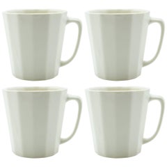 Monday Mug White Matte Set of Four Coffee Mug Contemporary Glazed Porcelain