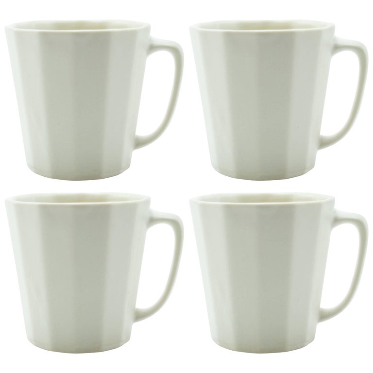 Monday Mug White Matte Set of Four Coffee Mug Contemporary Glazed